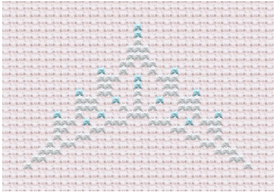 Silvrig tiara – broderimönster korsstygn