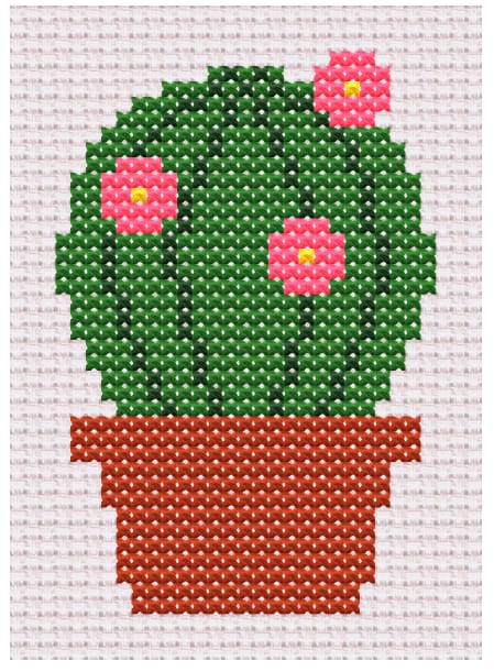 Rund kaktus – broderimönster korsstygn