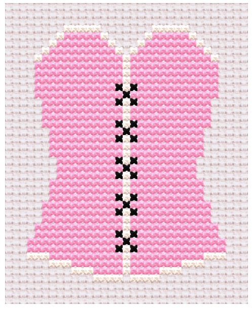 Rosa korsett – broderimönster korsstygn