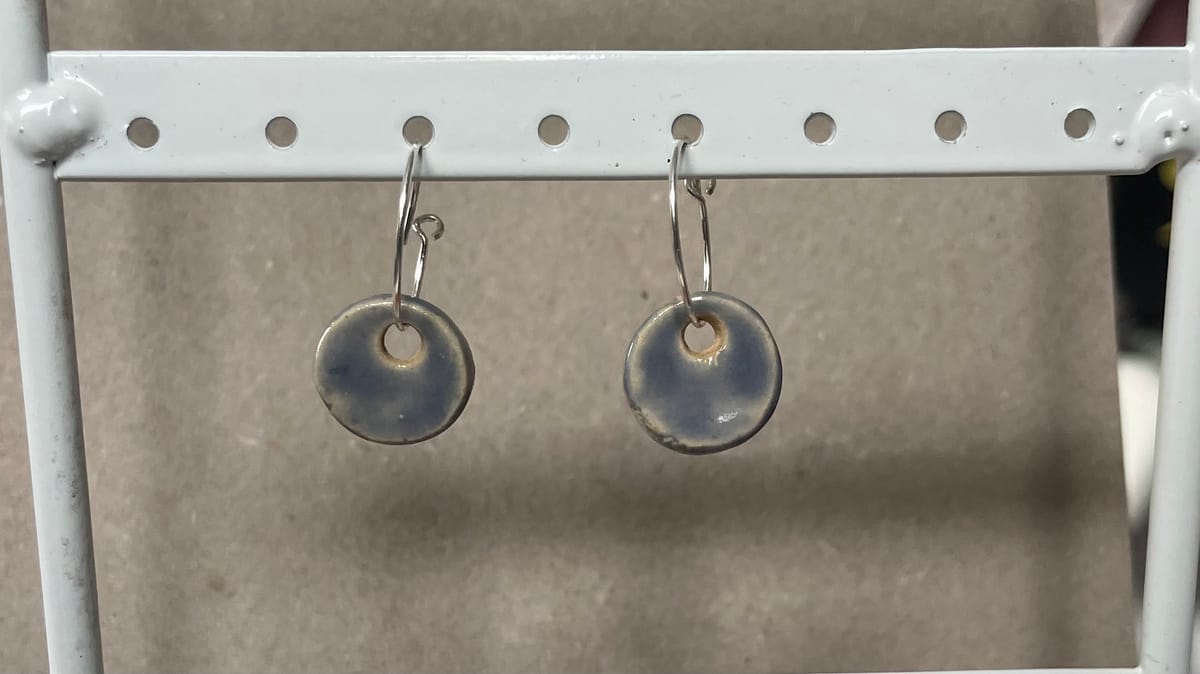 Keramik +silver örhängen sjö 13mm