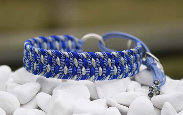 Halsband 43 cm i Electric Blue & Silver Grey Shockwave, Electric Blue, Sparkling Silver