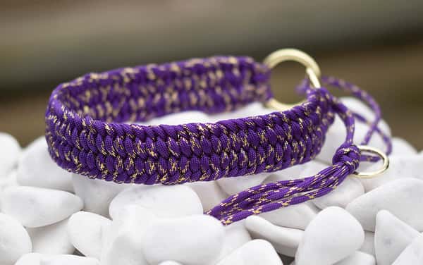 Halsband 39 cm i Acid Purple & Gold Glitter
