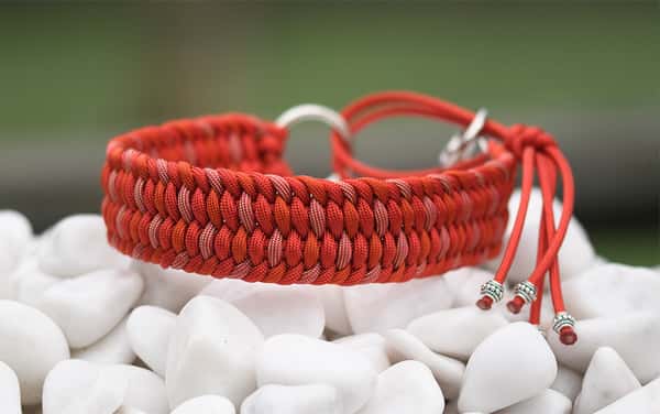 Halsband 37 cm i Lava Red, Red Chili & Royal Thorne Stripes