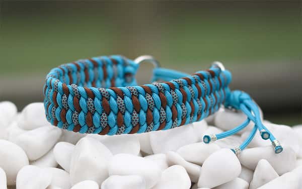 Halsband 37 cm i Cerulean Blue, Neon Turquoise & Chocolate Brown Diamonds, Chocolate Brown