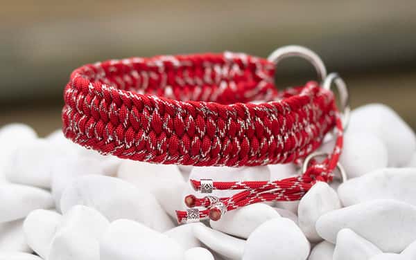 Halsband 36 cm i Imperial Red & Silver Glitter