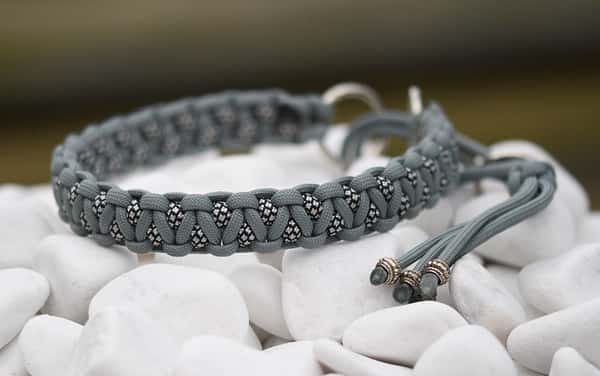 Halsband 35 cm i Smoke Grey & Silver Diamonds