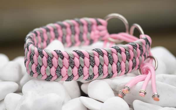 Halsband 34 cm i Cotton Candy Pink, Knights Armour & Sparkling Silver