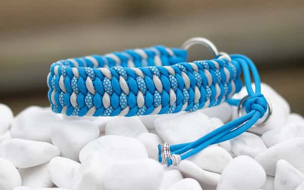 Halsband 34 cm i Colonial Blue, Colonial Blue & Silver Grey Diamonds, Silver Grey