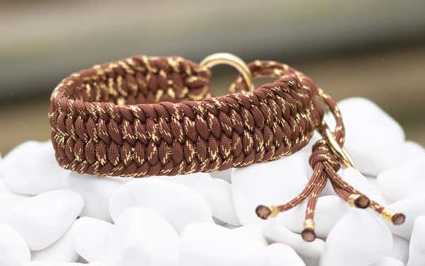 Halsband 29 cm i Chocolate Brown & Gold Glitter