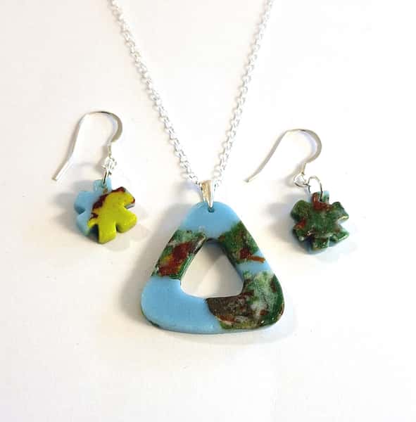 Fused Glass Earring and Pendant Set