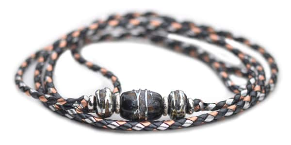 Utställningskoppel känguruläder i midnight shimmer, silver & copper