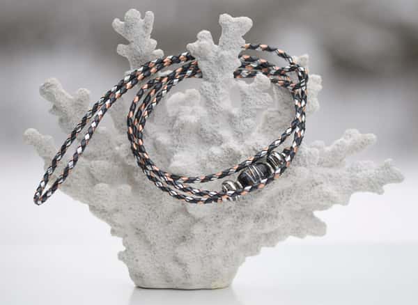 Utställningskoppel känguruläder i midnight shimmer, silver & copper