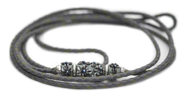 Utställningskoppel känguruläder i grey & olive