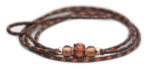 Utställningskoppel känguruläder i dark brown & saddle tan