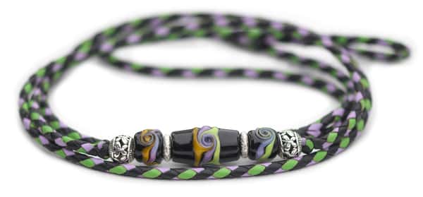 Utställningskoppel känguruläder i black, lavender & lime