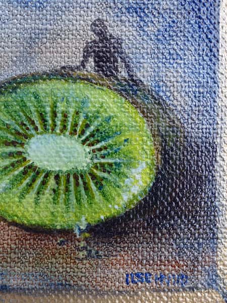 Mini oljemålning Kiwi.