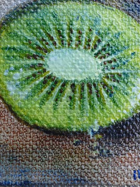Mini oljemålning Kiwi.