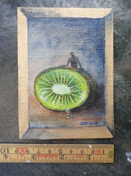 Mini oljemålning Kiwi.
