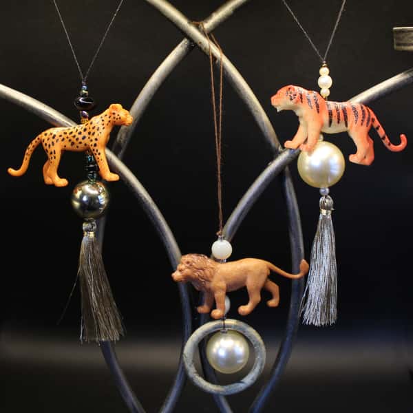 Pynt / julgransdekoration – kattdjur: leopard / lejon / tiger