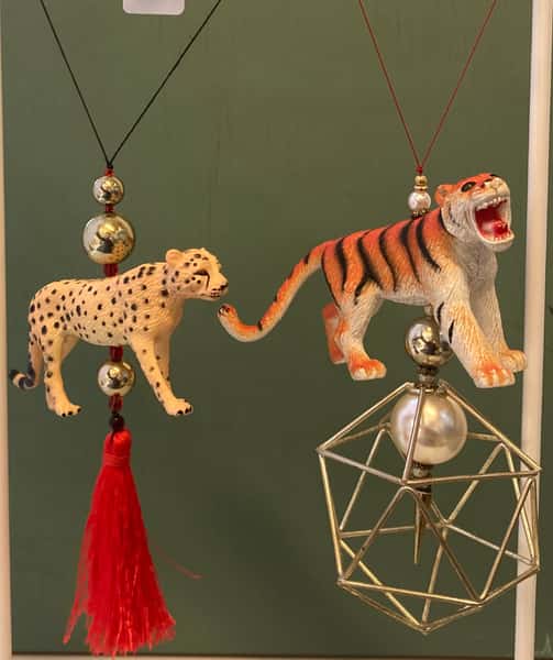 Pynt / julgransdekoration – kattdjur: gepard / tiger