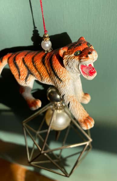 Pynt / julgransdekoration – kattdjur: gepard / tiger