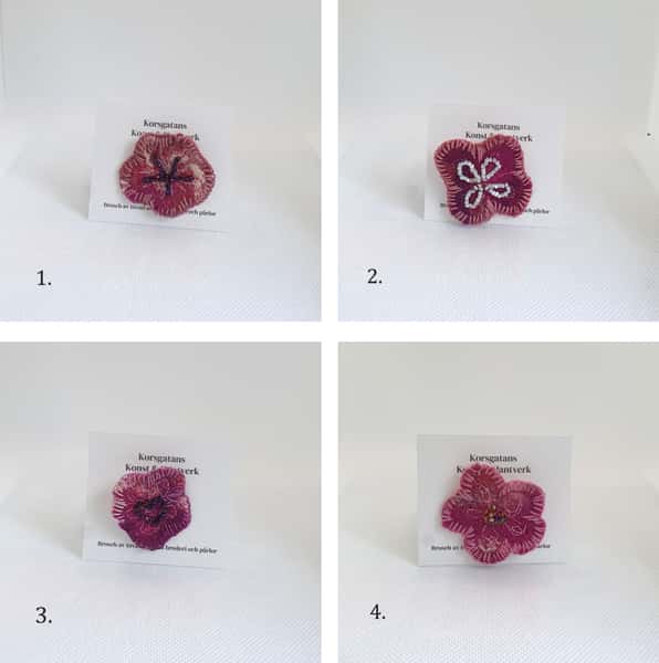 Pin / brosch Ull - Rosa blomma