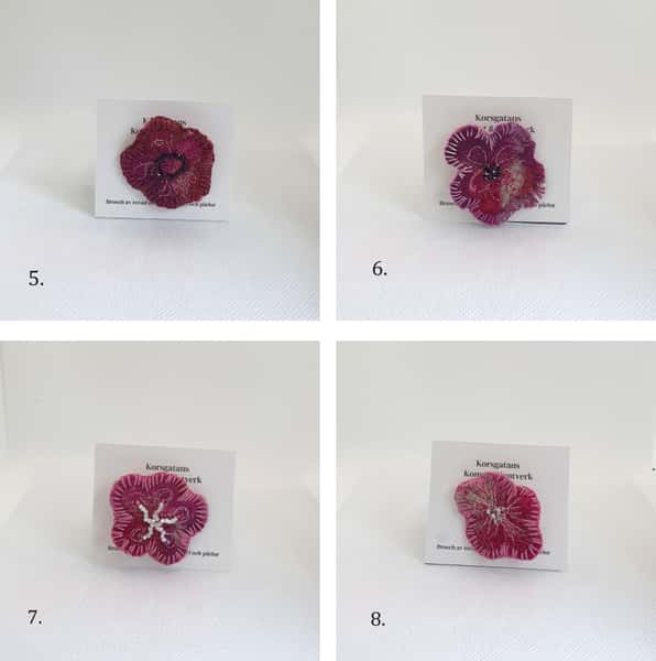 Pin / brosch Ull - Rosa blomma