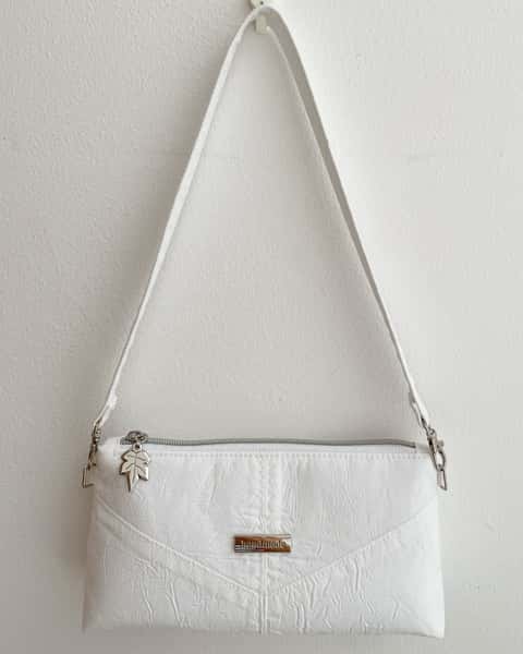 Kritvit Harlequin, liten handväska/clutch