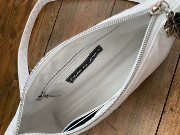 Kritvit Harlequin, liten handväska/clutch