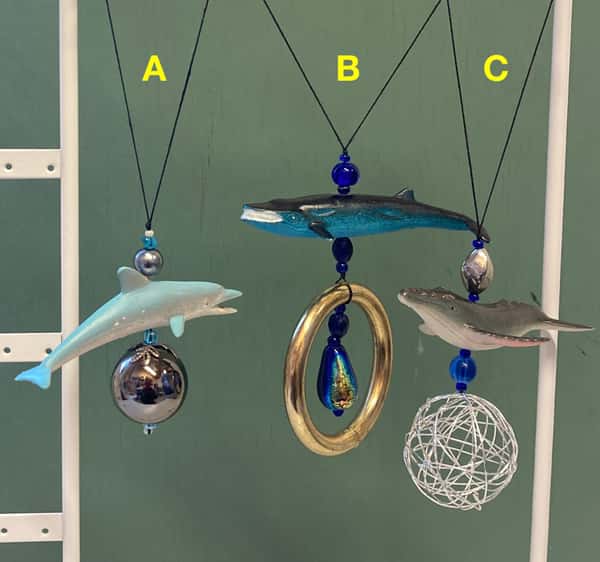 Pynt / julgransdekoration – valar / delfin / sillval / knölval