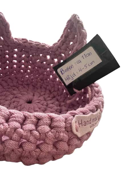 Handvirkad Korg med Kaninöron – Ljus rosa