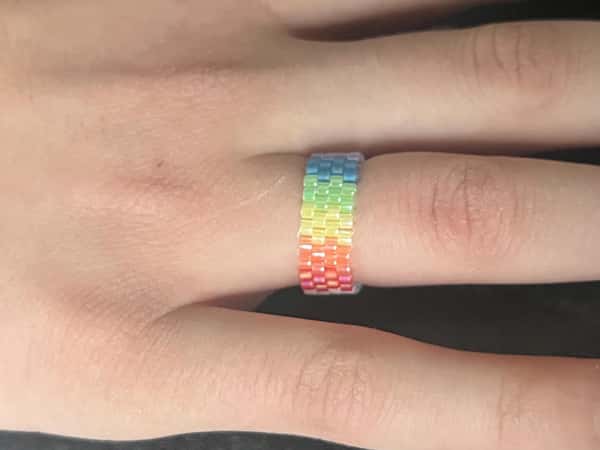 Pride flag bead ring