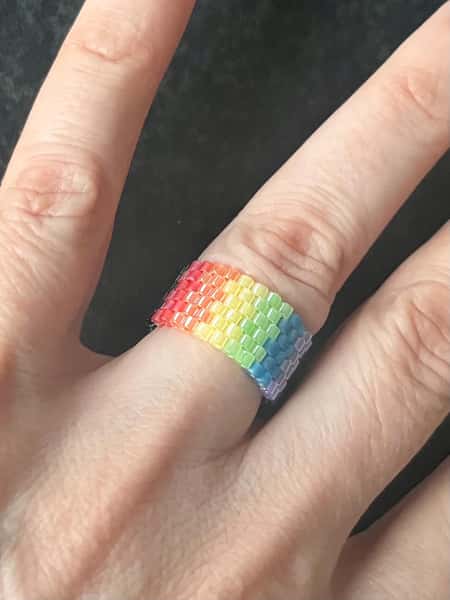 Pride ring LGBTQIA+ Beaded Handmade Ring, Ring Seed Bead, Peyote Seed Bead Ring, Woven Beaded Rings, Beaded Miyuki Ring