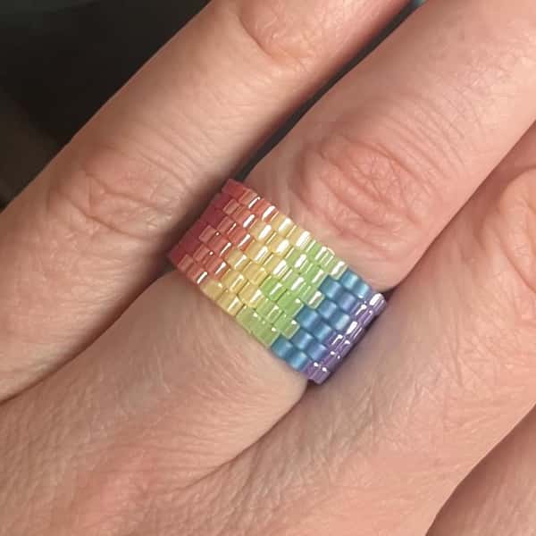 Pride ring LGBTQIA+ Beaded Handmade Ring, Ring Seed Bead, Peyote Seed Bead Ring, Woven Beaded Rings, Beaded Miyuki Ring