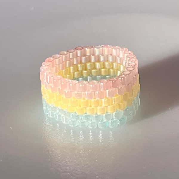 Pansexual pride beaded ring, handmade beaded jewelry