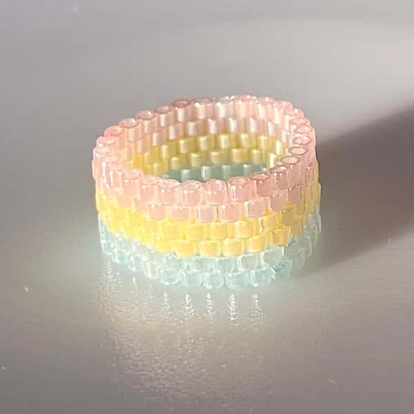 Pansexual pride beaded ring, handmade beaded jewelry