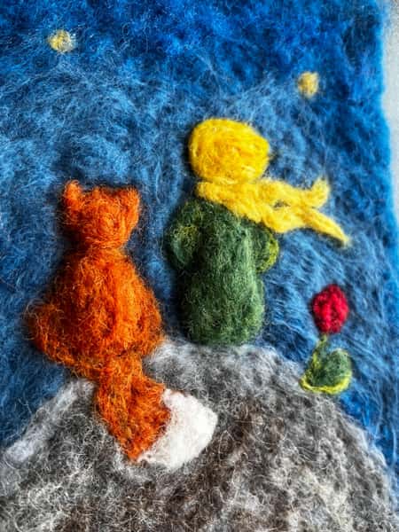 Little Prince Felted Art | Unique Wall Decor, Heartwarming Gift & Creative Kid’s Decoration, Felt Tapestry for Nursery