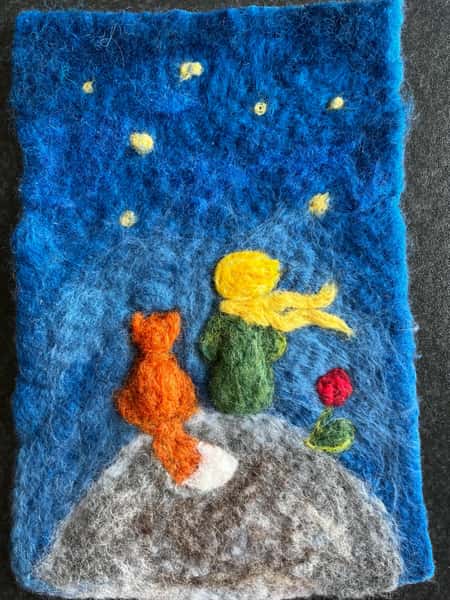 Little Prince Felted Art | Unique Wall Decor, Heartwarming Gift & Creative Kid’s Decoration, Felt Tapestry for Nursery