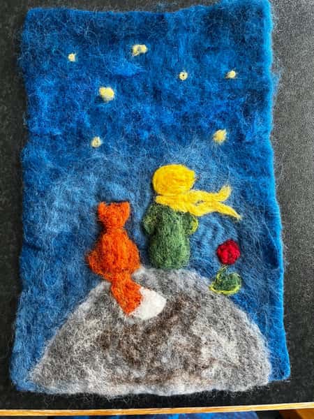 Little Prince Felted Art | Unique Wall Decor, Heartwarming Gift & Creative Kid’s Decoration, Felt Tapestry for Nursery