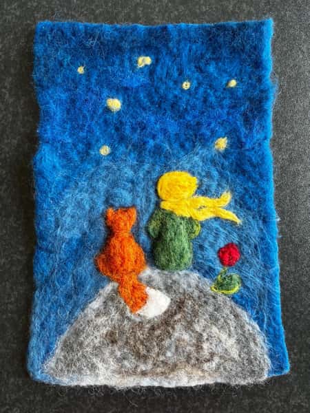 Little Prince Felted Art | Unique Wall Decor, Heartwarming Gift & Creative Kid’s Decoration, Felt Tapestry for Nursery