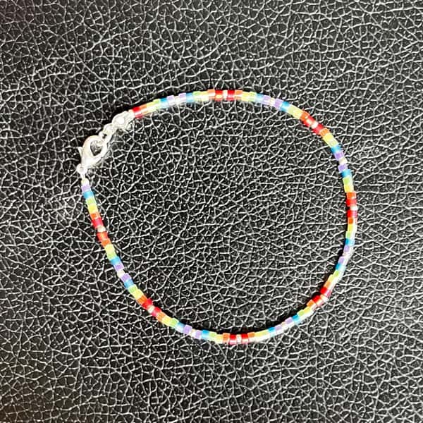 Pride bracelet LGBTQIA+ Beaded Handmade Bracelet, discrete pride bracelet, subtle pride jewellery, thin LBTQIA+ bracelet