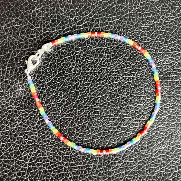 Pride bracelet LGBTQIA+ Beaded Handmade Bracelet, discrete pride bracelet, subtle pride jewellery, thin LBTQIA+ bracelet