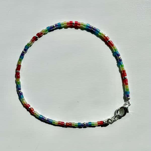 Pride bracelet LGBTQIA+ Beaded Handmade Bracelet, discrete pride bracelet, subtle pride jewellery, thin LBTQIA+ bracelet