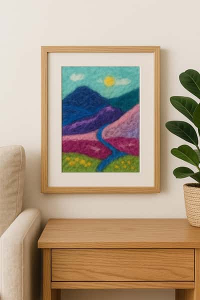 Landscape Felted Art | Unique Wall Decor, Heartwarming Gift & Creative Kid’s Decoration, Felt Tapestry for Nursery