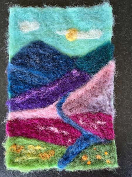 Landscape Felted Art | Unique Wall Decor, Heartwarming Gift & Creative Kid’s Decoration, Felt Tapestry for Nursery