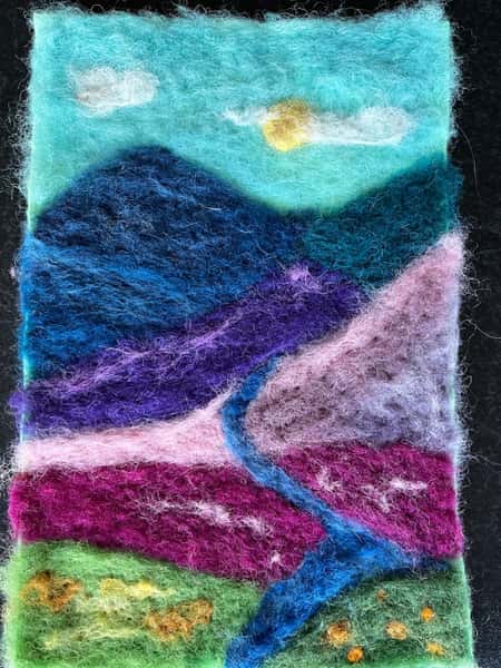 Landscape Felted Art | Unique Wall Decor, Heartwarming Gift & Creative Kid’s Decoration, Felt Tapestry for Nursery