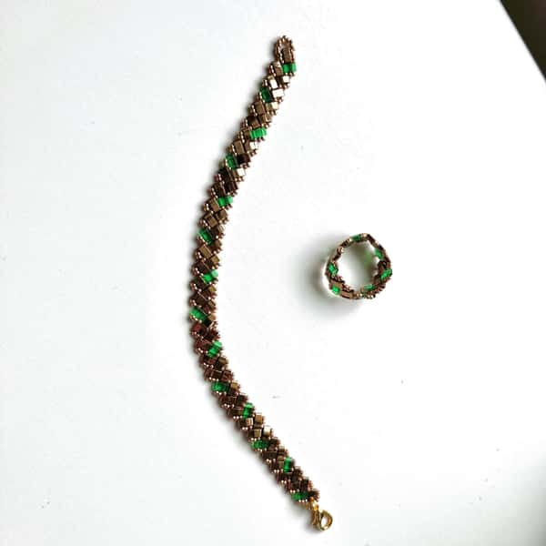 Beaded Earrings in Red & Gold, Elegant Handmade Jewelry, Unique Gift for Mom or Friends,