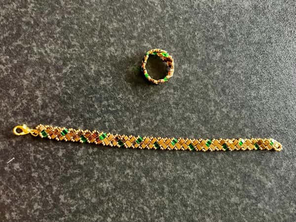 Beaded Earrings in Red & Gold, Elegant Handmade Jewelry, Unique Gift for Mom or Friends,