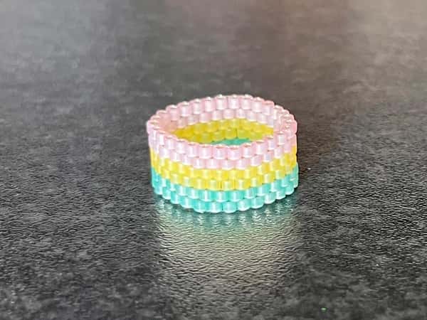 Pansexual pride beaded ring, handmade beaded jewelry