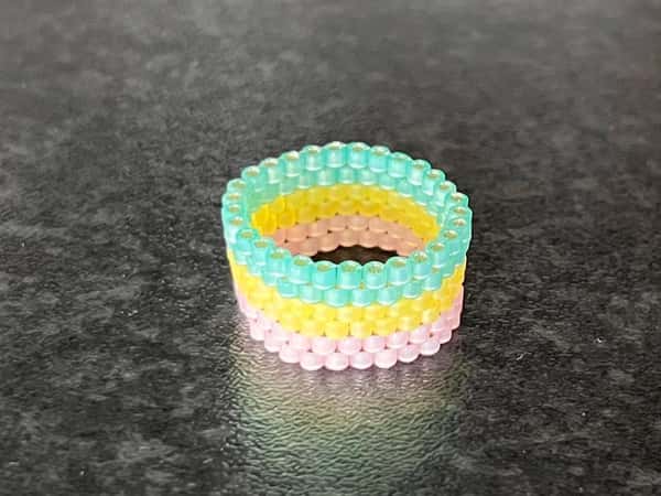 Pansexual pride beaded ring, handmade beaded jewelry